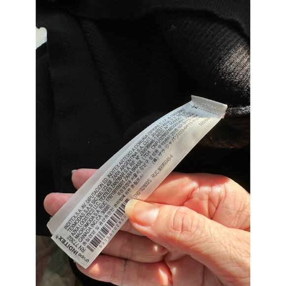 Zara Black Ribbed V-Neck Front Button Long Sleeve Cardigan Sweater S - Picture 8 of 9